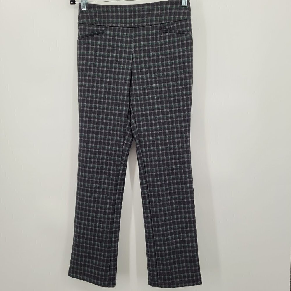 7th Avenue Black Plaid Ponte Knit Pull-On Pants